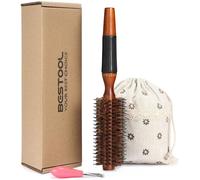 Round Brush For Drying,Boar Bristle Hair Brush,Large Round Style Brush For Women And Men,Smoothing,Curling,Adding Shine (2 Inch)