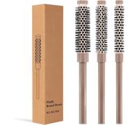 Round Brush Set of 33/7 1/2 5/8 Inch with Soft Natural BristlesProfessional Hair Dryer Comb and Curl Comb for Men and WomenShort Hair,Fringe,Roots and Straightening Effect
