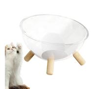 Round Cat Bed - Wooden Base Pet Pod, Transparent Bubble Lounge, Stylish Indoor Animal Shelter, Sturdy Elevated Structure | Relaxation Spot for Small Pets, Nap Time, Play, Home Decor Accent