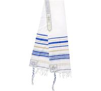 Round Designs Châle de prière messianique menorah tzitzit juif chrétien écharpe homme femme, Messianique Bleu Taille L 180 x 130 cm, L
