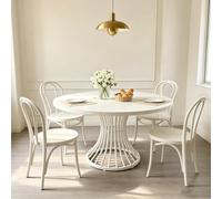 Round Dining Table for 4-6 People, 75CM Tall White Kitchen