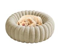 Round Dog Bed - Raised Edge Soft Warm Plush Sleeping Mattress Use | Chien Donut Lit Chiot Senior Chaton Intérieur Extérieur Sol Lit Chenil Couch Voyage Voiture Maison