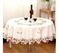 Round Embroidered Tablecloth 150cm Rustic Style(150 * 150cm)