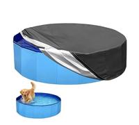 Round Foldable Dog Pool Cover Waterproof Oxford Portable Collapsible Swimming Pool Cover with Drawstring for Small Pet Swimming Above Ground Pools Mini Frame Pools Covers (Black,10ft/120x7in)