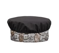 Round in-Ground firept Cover - Waterproof Stone Fire Pit Protection Covers 600D Oxford Fabric Patio Lid for Outdoor Use Garden Yard | Ideal Backyard Deck Lawn Outdoors Fireplace Protections Storage