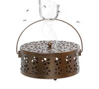 Round Incense Burner with Lid & Handle - Non-Slip Heat-Resistant Holder