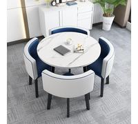 Round Kitchen Dining Table Set with 4 Chairs 5 piece Round Conference Table 80x75cm (31.5x29.5in) Polyvalent for Home Dining Room & Office Use