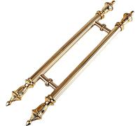 Round Main Door Handle Bar/Large Both Sides Grab Pulls with Screws,Stainless Steel Door Pull Handle, Solid Core Door/Barn Door/Wood Gate/Front Door(Gold,Length 80cm(31.5inch))