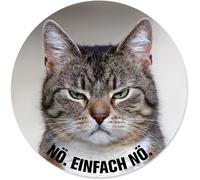 Round Mouse Mat with Cat Design I Ø 22 cm I Standard Size Non-Slip Mouse Mat I Funny and Sassy I Nö. Einfach nö. I dv465