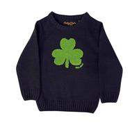 Round Neck Ireland Kids Sweater with Fluffy Shamrock Navy Colour