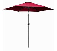 Round Parasol 2.5M Sun Shade Outdoor Crank Tilt Red, Ideal for Park, Beach Side, Garden Pool Patio Umbrella