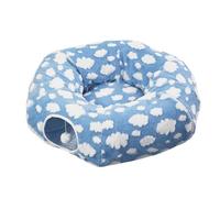 Round Pet Play Tunnel Toy - Indoor Cat Donut Bed with Washable Cushion | Interactive -and-S ave Hanging Ball, Kittens, Puppies, Detachable Fabric Canvas Tunnel for Bedroom, Living Room,