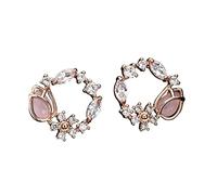 Round Pink Green Crystal Stud Cirlce Jewelry Fashion for Women High-End Earrings