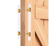 Round Pipe Barn Door Hardware for Bathroom Patio Kitchen Hospital,Clear Crystal Push Pull Door Handles for Glass/Wood Doors, with Fittings(120cm/47.2in)