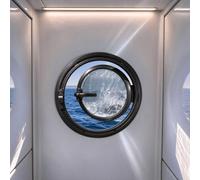 Round Porthole Window Small Bathroom Windows Metal Nautical Window | 12" 16" 20" Push-Up Boat Style Circular Window For Cabin Deck Hatch Warehouse(Black,40cm(16"))