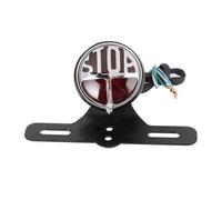 Round Red Stop Vintage Licence Plate Mount Tail Light Brake Light Lamp Compatible avec Bobber Chopper Motorcycles personnalisés