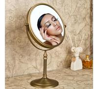 Round Retro Brass Mirror Antique Cosmetic Mirror Double Sided 3x Magnification 360° Rotation For Home Makeup