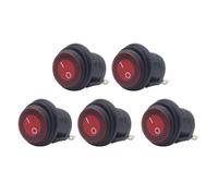 Round Rocker Switch 12VDC 3 Pin ON Off Toggle with Red Indicator Light and Protective Dust Cover, 20MM Mounting Hole for Car Auto Boat Trucks Electrical Systems (5 pièces)