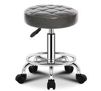 Round Rolling Tabouret PU Siège en Cuir Réglable en Hauteur avec Roues Pivotant Tabouret,Tabouret De Bar Réglable en Hauteur Tabouret De Magasin De Bureau Massage SP Grey