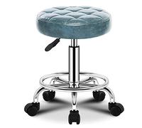 Round Rolling Tabouret PU Siège en Cuir Réglable en Hauteur avec Roues Pivotant Tabouret,Tabouret De Bar Réglable en Hauteur Tabouret De Magasin De Bureau Massage SP Blue