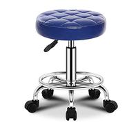 Round Rolling Tabouret PU Siège en Cuir Réglable en Hauteur avec Roues Pivotant Tabouret,Tabouret De Bar Réglable en Hauteur Tabouret De Magasin De Bureau Massage SP Blue 1