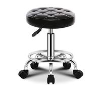 Round Rolling Tabouret PU Siège en Cuir Réglable en Hauteur avec Roues Pivotant Tabouret,Tabouret De Bar Réglable en Hauteur Tabouret De Magasin De Bureau Massage SP Black