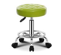 Round Rolling Tabouret PU Siège en Cuir Réglable en Hauteur avec Roues Pivotant Tabouret,Tabouret De Bar Réglable en Hauteur Tabouret De Magasin De Bureau Massage SP Green