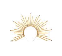 (round) Round Five-pointed Star Head Buckle Halo Hairband Funny Exaggerated Gold Crowns Halloween Witch Dress Hair Accessories