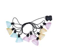 Round Rubber LED String Lights with E27 Base | 10×Warm White Special-Shaped Bulbs (50cm Spacing), 50cm Lead Wire, Acrylic Shade (Ø8.5×5.5cm) | With 3AA Waterproof Timer Battery Box, Battery Not Includ