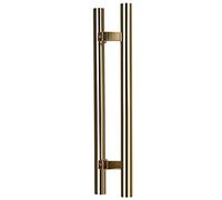 Round Smooth Poles for Indoor Outdoor,H-Shaped Sliding Door Handle Stainless Steel, Double-Sided Glass Handle Pull Set, 38mm Diameter, Easy to Install(Gold,60cm/23 5/8"-40cm)