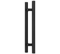 Round Smooth Poles for Indoor Outdoor,H-Shaped Sliding Door Handle Stainless Steel, Double-Sided Glass Handle Pull Set, 38mm Diameter, Easy to Install(Black,120cm/47 1/4"-90cm)