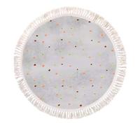 Round Tassel Boho Area Rug Thick Plush Floor Mat for Bedroom Bedside Living Room Study Reading Area Home Decor(Grey,100CM)