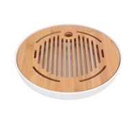 Round Tea Tray 10 Inch | Modern Chinese Kung Fu Design with Water Collection | Portable Tea Serving Tray for Home/Office/Travel | Lightweight & Compact