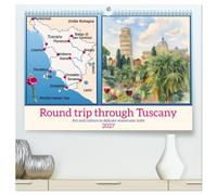 Round trip through Tuscany (High Quality Premium Wall Calendar 2027 DIN A2 landscape),CALVENDO 12 Month Wall Calendar: Art and culture in delicate watercolor style