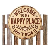 Round Welcome Door Sign - Vintage Style Decor for Seasonal Display | Wooden Material with Printed Design, Hanging Ornament for Front Door Porch Window Indoor Outdoor Farmhouse Use