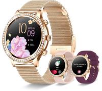 Round Women's Smart Watch With Bluetooth Call, Ip67 Smartwatch With Female Heart Rate Monitor Sleep Monitor Spo2, 19 Sportsmen Pedometer Watch For Android Ios