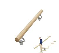 Round Wood Stair Handrails Interior Wall Mounted Handrail for Steps, Barrier-Free Staircase Grab Bar, Anti-Slip Railings for Home Corridor Bars Lofts Stair(90cm)