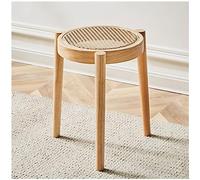 Round Wooden Entryway Stool Stackable Solid Wood Bar Stools with Clever Design Portable Round Tray Stools for Dining Room Living Room Classroom (D)