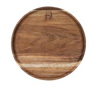 Round Wooden Tray - Rustic Natural Hardwood Circular Board, Polished Finish Lightweight Build, Decorative Serving Display, Food Presentation Carry Support | Stable Form Stylish Appearance Kitchen Bed
