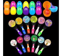 RoundFunny Lot de 36 paniers de Pâques de la Bible chrétienne avec projecteur de doigts de l'église Jésus phosphorescents religieux pour décorations de Pâques
