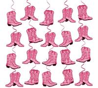 RoundFunny Lot de 60 décorations à suspendre sur le thème des cowgirl de l'ouest - Rose - Décorations à suspendre pour fête prénatale, anniversaire, enterrement de vie de jeune fille, décoration de