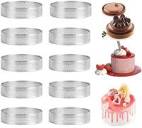 Roundsky Lot de 10 anneaux à tartes ronds avec trous en acier inoxydable pour tarte quiches gâteau mousse moule cuisine 10 cm