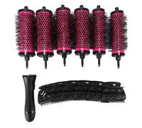 Roundsky Lot de 6 brosses à boucler amovibles avec pinces de positionnement en aluminium et céramique