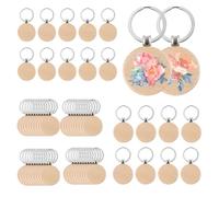 Roundsky Lot de 60 clés rondes vides en bois - Pour bricolage et gravure