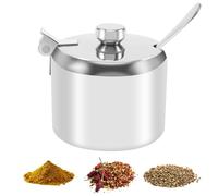 Roundsky Lot de pots à épices en acier inoxydable de qualité supérieure - Avec couvercle - Incassables - Passent au lave-vaisselle - Vaisselle de rangement pour, l'hôtel, le café, le buffet