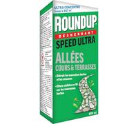 ROUNDUP Désherbant Concentré Cours, Allées & Terrasses - Format Économique 800ml - Action 2-en-1 Mauvaises Herbes & Mousses - Effets dès 1h
