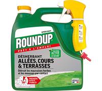 ROUNDUP RDCA3A - Désherbant Cours, Allées Terrasses Prêt à L'emploi 3 L -Premiers effets visibles en 1h - Elimine mauvaises herbes et mousses par contact - Produit à base d'acide pélargonique - 100 m²