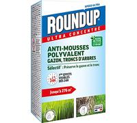 ROUNDUP RMOUSS500 - Anti-mousses Concentré Gazon et Troncs d'Arbres 500 ml - Premiers effets visibles en 24h - Elimine les mousses par simple contact - Produit à base d'acide pélargonique - 276m²