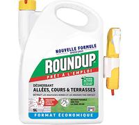 ROUNDUP SP5ATNA - Désherbant Cours, Allées Terrasses Prêt à L'emploi 5 L -Premiers effets visibles en 1h -Elimine mauvaises herbes et mousses par contact - Produit à base d'acide pélargonique - 165 m²