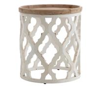 ROUNDY - Table basse ronde en bois blanc patiné D 50 Blanc